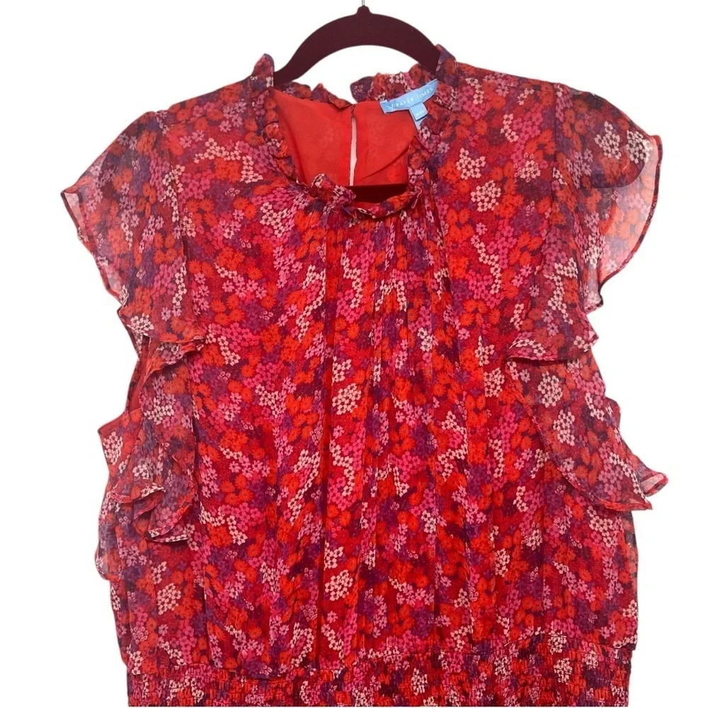 Draper James NWT Kacey Faux Wrap Ditsy Floral Raspberry Pink Dress Women’s XXL - Picture 6 of 12